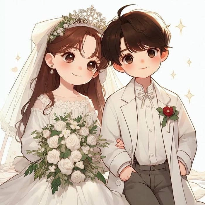 hình cô dâu chú rể chibi 10